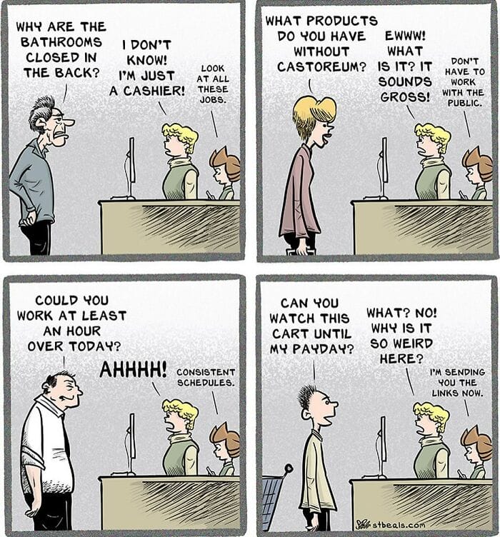 14-12 15+ Stephen Beals comics Sums Up the Struggles People Face Working in Retail
