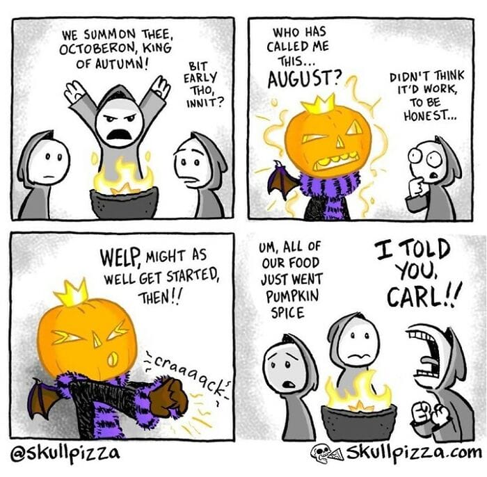 12-27 10+ Skull Pizza Spooky Comics About Humorous Situations