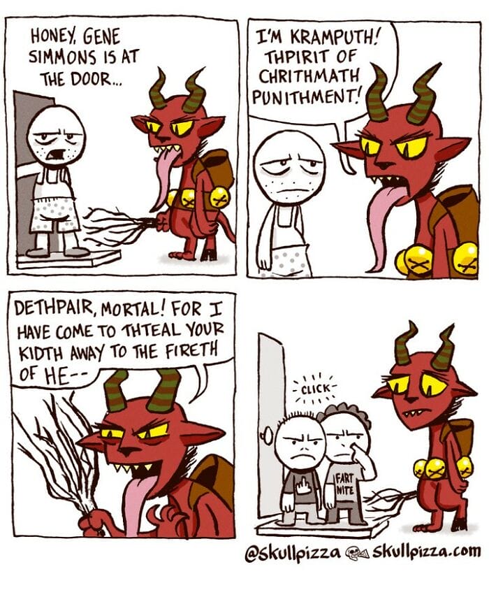 17-25 10+ Skull Pizza Spooky Comics About Humorous Situations