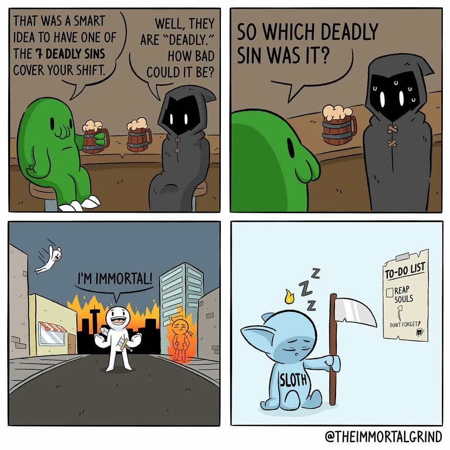 9-52 30 Times This Artist Creates Quirky Comics About The Death And The Life After Death