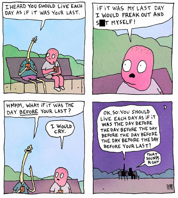 15-32 20 New Comics by Pierre Mortel Celebrating Life’s Absurdity