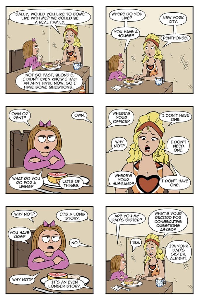 methefamilypet12-683x1024 Artist Explores Humorous Tale of Human Girl Adopted as Alien Pet (20 New Illustrations)