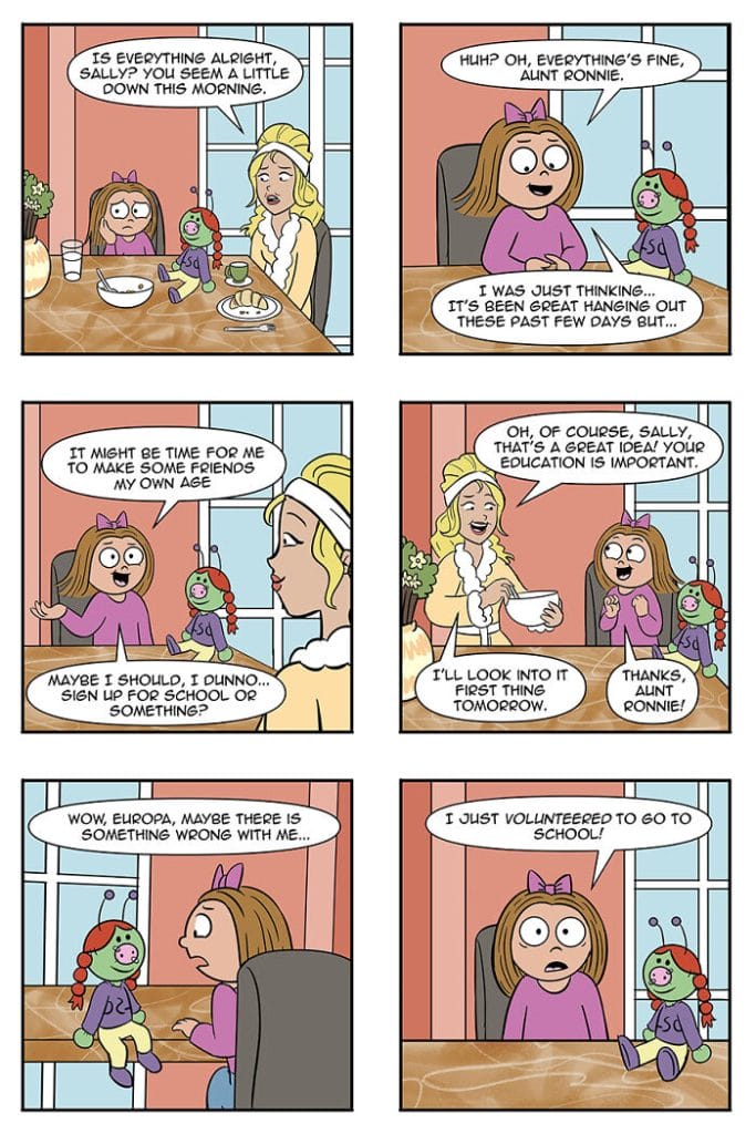 methefamilypet16-683x1024 Artist Explores Humorous Tale of Human Girl Adopted as Alien Pet (20 New Illustrations)