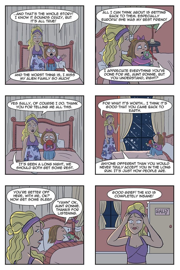 methefamilypet20-683x1024 Artist Explores Humorous Tale of Human Girl Adopted as Alien Pet (20 New Illustrations)