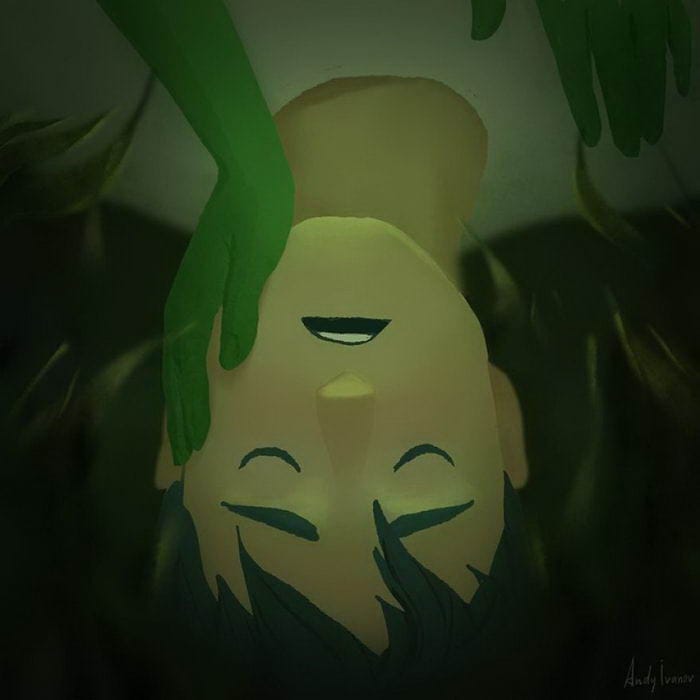 13-15 Young artist draws a cartoon of a green mermaid in a lotus pond that touches the hearts of netizens