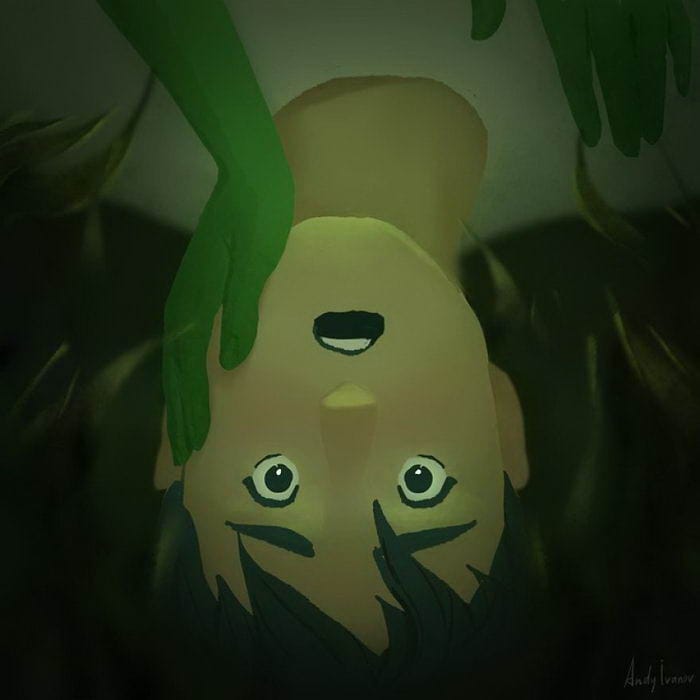 14-14 Young artist draws a cartoon of a green mermaid in a lotus pond that touches the hearts of netizens